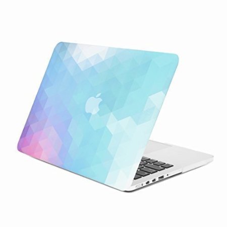 Unik Case Gradient Ombre Triangular Galore Purple and Light Blue Graphic Ultra Slim Light Weight Matte Rubberized Hard Case Cover for Macbook Pro 13 13-inch with Retina Display Model A1425 and A1502