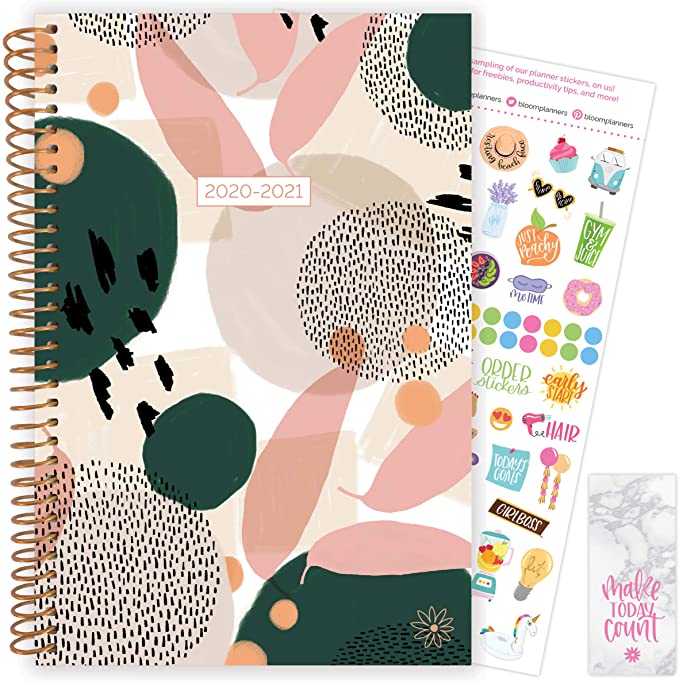 bloom daily planners 2020-2021 Academic Year Day Planner & Calendar (July 2020 - July 2021) - 6” x 8.25” - Weekly/Monthly Agenda Organizer with Stickers and Bookmark - Modern Abstract