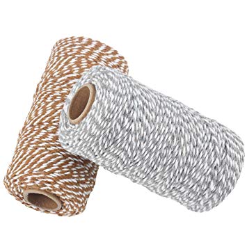 656 Feet Cotton Baker's Twine Spool 10 Ply,Crafts Twine String for DIY Crafts and Gift Wrapping (Brown and Grey)