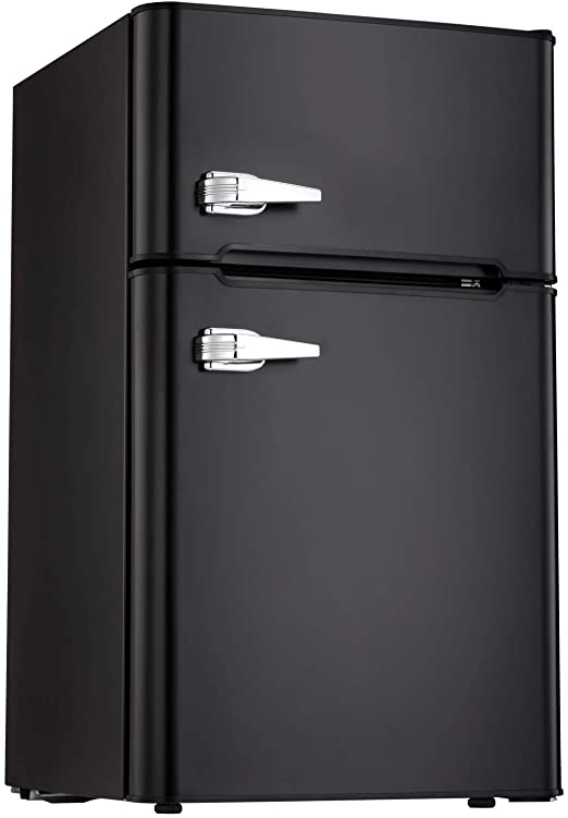 Tavata 3.2 Cu Compact Refrigerator Double Door Mini Fridge with Top Door Freezer,Small Drink Chiller for Home, Office,Dorm or RV(Classic Black)