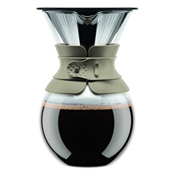 Bodum 11571-133 Pour Over Coffee Maker with Permanent Filter, 1.0 L/34 oz, Sand