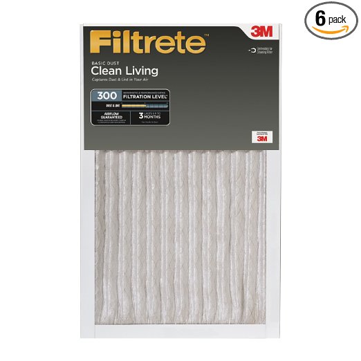Filtrete Clean Living Basic Dust Filter MPR 300 12 x 24  x 1-Inches 6-Pack