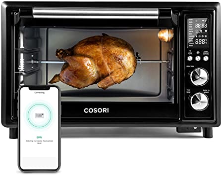 COSORI 12-in-1 Air Fryer Oven Combo, Convection Toaster with Rotisserie, Dehydrator & Pizza, 100 Recipes & 6 Accessories, Smart Alexa/30L, Black