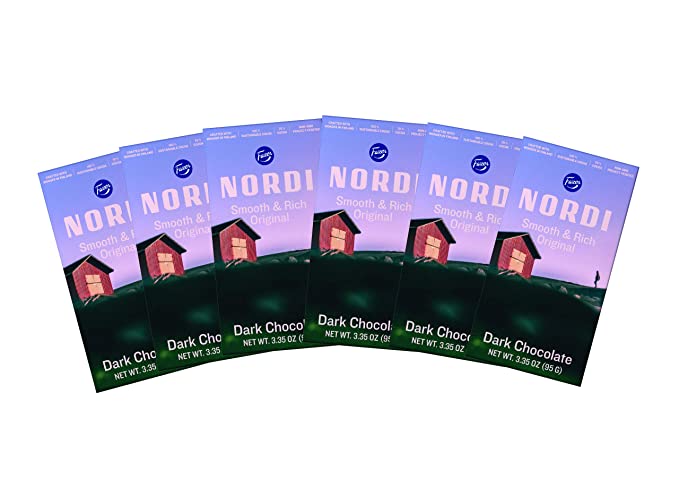 Nordi by Fazer Dark Chocolate Bars, Smooth and Rich Original, 3.35 oz bar, 6 Count, Crafted in Finland, 100% Sustainable Cocoa, 70% Cocoa, Non-GMO Project Verified