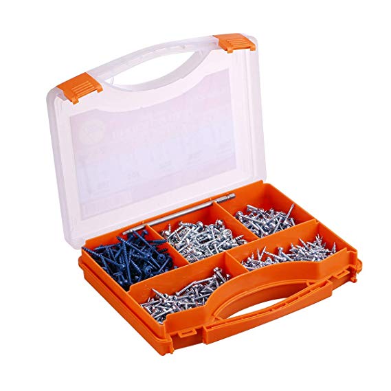 Lekzai Pocket Hole Screws Kit Self Tapping Wood Screws, 5 Sizes Most Used Screws, 900 Qty, Includes a No. 2 Square Drive.