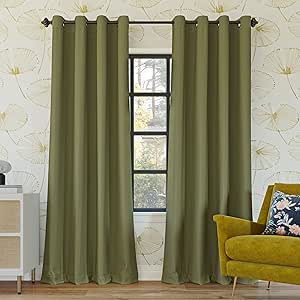 Sun Zero Nordic 2-Pack Theater Grade Noise Reducing Extreme 100% Blackout Grommet Curtain Panel Pair, 52" x 84, Sage Green