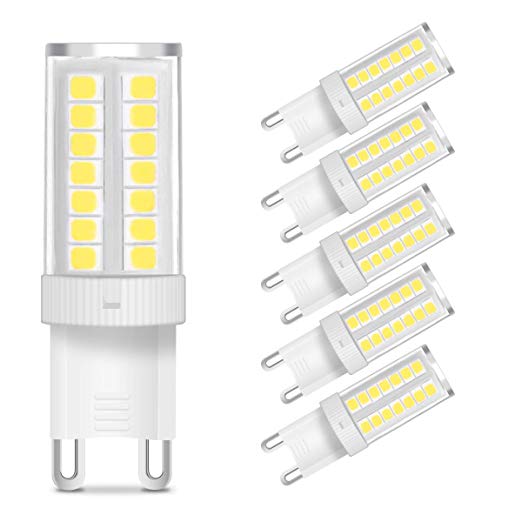 KingSo G9 LED Bulb 5W (40W Halogen Bulb Equivalent) 400 Lumens G9 Bi-pin Base LED Light Bulb Daylight White 6000K AC 110V 360° Beam Angle Non-dimmable for Home Lighting Chandelier (Pack of 5)