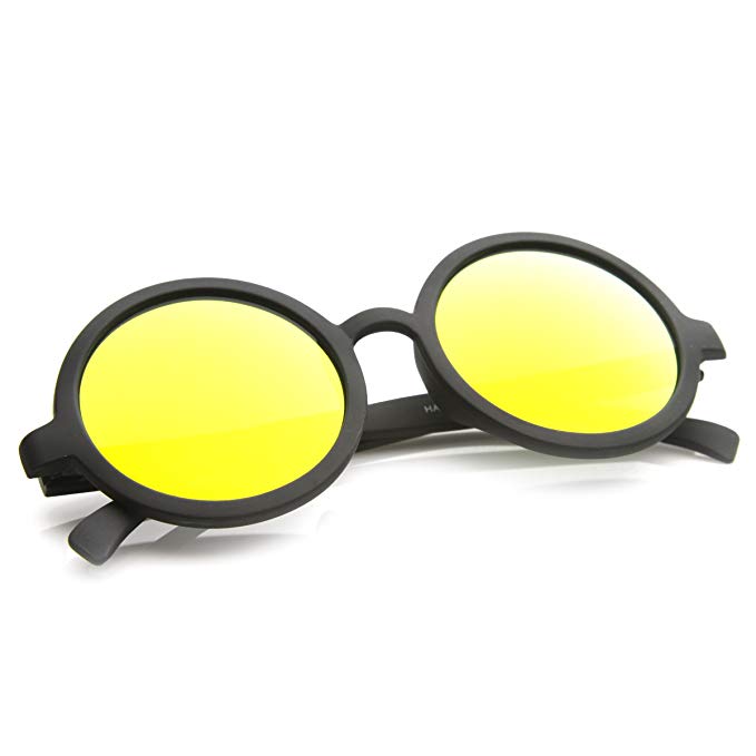 zeroUV - Classic Lennon Style Flash Mirror Lens Circle Round Sunglasses