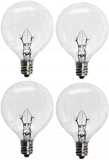 25 Watts G16.5 Replacement Light Bulbs for 25WLITE Scentsy Full Size Warmer, Candle Wax Melt Warmer and Globe Incandescent Lamps, Candelabra E12 Base Pack of 4