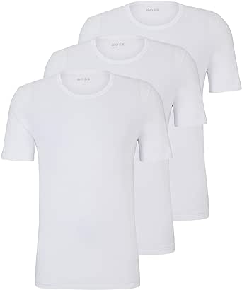 BOSS Hommes Tshirt RN 3P Classic Lot de Trois t-Shirts en Coton à Logo brodé