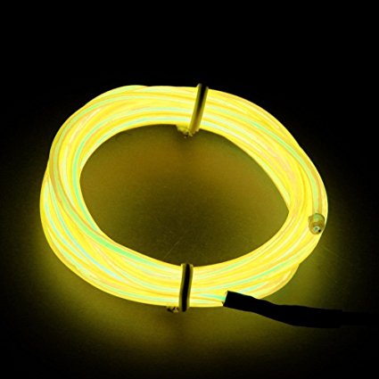 RioRand 15ft Neon Light El Wire w/ Battery Pack for Parties, Halloween Decoration (Green) (Green)
