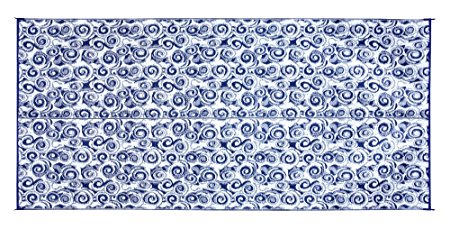 Camco 42841 Reversible Outdoor Mat (8' x 16', Blue Swirl)