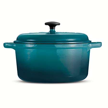 Tramontina 80131/631DS Style Enameled Cast Iron Covered Round Dutch Oven, 6.5-Quart, Teal