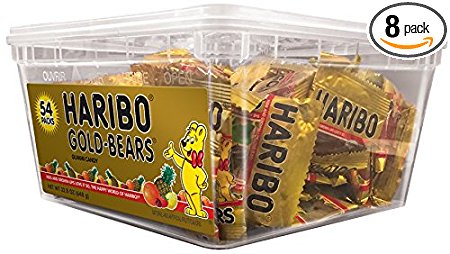Haribo Gold-Bears Original Minis, 54-Count Bears in mini bags in 22.8 oz. tub (Pack of 8)