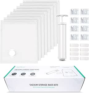 SUNLU 3D Drucker Filament Vakuum Aufbewahrungs Kits, 8 PCS 3D Druck Filament Aufbewahrungsbeutel, Entfernen Sie Feuchtigkeit aus Feuchtem Filament, Spule Aufbewahrung Versiegelung Beutel Kits, 32*34cm