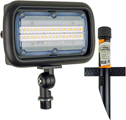 Newhouse Lighting 30W Outdoor LED Flood Light Bundled with 17" Mounting Post