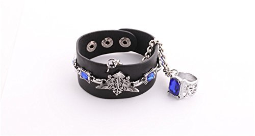 MEiySH Punk Bracelet Black butler Kuroshitsuji Fashion eagle mark bracelet Sapphire Ring Charms Black