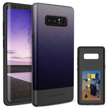 BENTOBEN Case for Samsung Galaxy Note 8, Slim Heavy Duty Shockproof Impact Resistant Hybrid Hard PC Soft TPU Card Slot Holder Protective Wallet Phone Case Support Wireless Charging, Purple Gradient