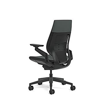 Steelcase Gesture Office Chair - Cogent Connect Graphite Upholstered Wrapped Back Black Frame High Seat Black Seat/Back/Arms Hard Floor Caster Wheels