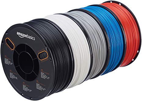 AmazonBasics ABS 3D Printer Filament, 1.75mm, 5 Assorted Colors, 1 kg per Spool, 5 Spools