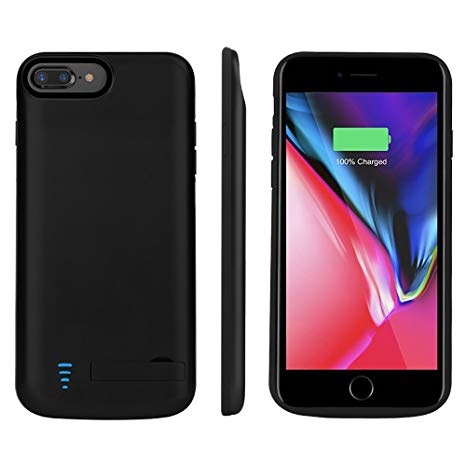 RUNSY iPhone 8 Plus / 7 Plus / 6S Plus / 6 Plus Battery Case, 8000mAh Rechargeable Extended Battery Charging Case, External Battery Charger Case, Backup Power Bank Case, Support Lightning Wired Headphones (New 5.5 inch)