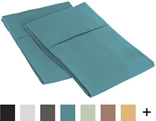 Superior 1500 Series Premium Quality 100% Brushed Soft Microfiber Pillowcase Set of 2, Silky Soft and Luxurious Pillowcases, Wrinkle and Stain Resistant - Standard, Teal