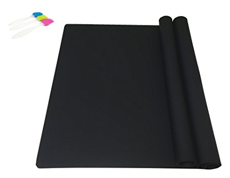 EPHome 2Pack Extra Large Multipurpose Silicone Nonstick Baking Mat, Pastry Mat, Heat Resistant Nonskid Table Mat, Countertop Protector, 23.6''15.75'' (Black)