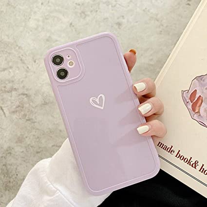 ZTOFERA TPU Case for iPhone XR, Glossy Soft TPU Case with Simple Heart Pattern, Slim Light-wight Protective Bumper Cover for iPhone XR - Purple
