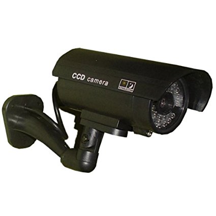 USAHITEC Outdoor Dummy Fake Security Camera with Inflared Leds BLINKING LIGHT, Black