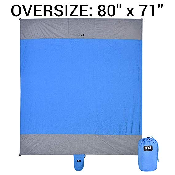 MIU COLOR Beach Blanket Mat Oversized 85'' x 83'' Sand Free Waterproof Compact Quick Drying Lightweight Folding and Durable for Outdoor Camping Hiking Grass Travel