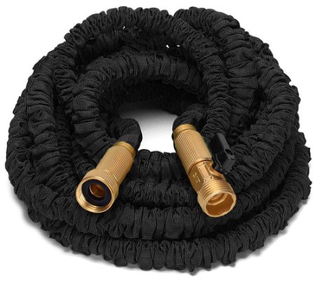 Gardees Tm 25 Feet Expandable Hose - Strongest Garden Hose - With Solid Brass Connectors & 8-pattern Spray Nozzle - Black-