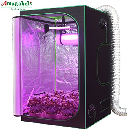 Amagabeli Hydroponic 4x4 Grow Tent for Indoor Plants Growing Room with Removable Floor Tray 48"x48"x80" Grow Kit Mylar Ventilation Box Vegetable Seedling Sprout for Carbon Filter Exhaust Ducting Fan