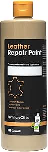 Furniture Clinic Leather Repair Paint & Dye | Self Seal Colourant for Quick and Easy Leather Repair | Suitable for Leather Sofas, Leather Car Seat, Shoes, Handbag, and more (50ml, Beige)