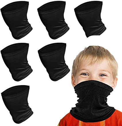 Kids Face Scarf Mask, 6-14 Years Kids Cooling Neck Gaiter Scarf, Breathable Bandana Face Mask for Boys Girls,6 PACK