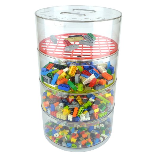 BLOKPOD • 4x Storage Bins for Crafts, Toys & Lego • Multipurpose Stackable Plastic Bin Parts Organiser • Large Capacity: 43cm x 26.5cm x 26.5cm • Transparent Box • 15 YEAR WARRANTY