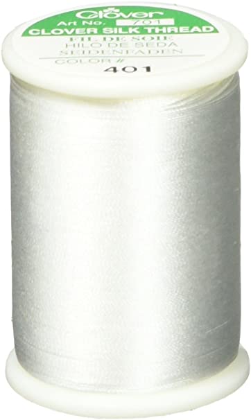 Clover White Silk Thread 50wt 109yds, 109 yd