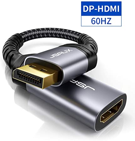 DisplayPort to HDMI Adapter, JSAUX High Refresh 1080P@60Hz DP(Display Port) Male to HDMI Female Adapter Converter Compatible for Graphics Card(NVIDIA/AMD), Laptop(HP/Lenovo/Dell), Monitor, HDTV - Grey