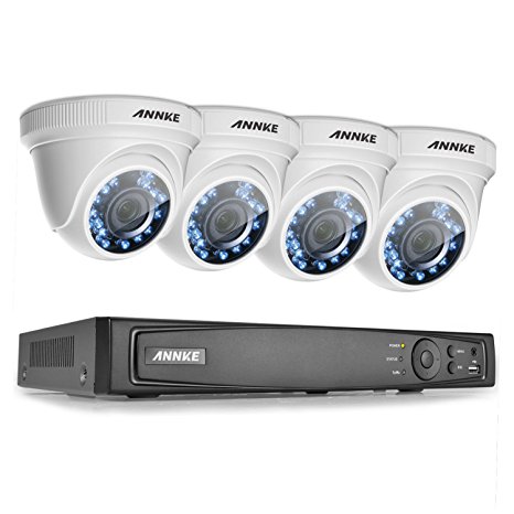 ANNKE 8CH 1080P HD-TVI H.264 Realtime DVR Security Camera System NO HDD included With (4)HD 1080P CCTV Dome Cameras,Weatherproof IP66,Night Vision, Remote Access and More