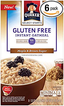 Quaker Instant Oatmeal, Gluten Free, Maple & Brown Sugar, Breakfast Cereal, 12.1 Oz (Pack of 6)