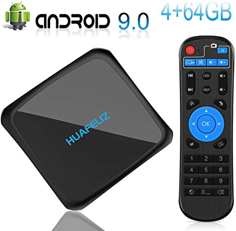 Android 9.0 TV Box,Smart Media Player 4 64GB Media Box,Support 2.4 5G Dual WiFi/3D/1080P/4K Android TV Box with Remote Control