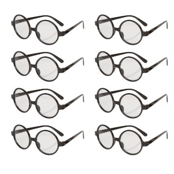 Allures & Illusions Great Party Wizard Glasses (8 Pack), Black