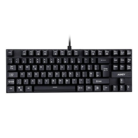 AUKEY Mechanical Keyboard Blue Switches 88-Key Anti-Ghosting ( UK Layout ) Waterproof Gaming Keyboard Metal Panel with Keycap Removal Tool for PC and Laptop Gamer