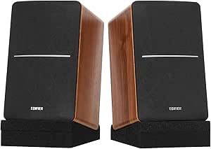 Edifier R1280T Powered Bookshelf Speakers with SS5 Studio Monitor Isolation Pads 1 Pair, 42 Watts RMS 2.0 Active Near Field Monitors and Foam Tilted Tabletop Speaker Stands Set