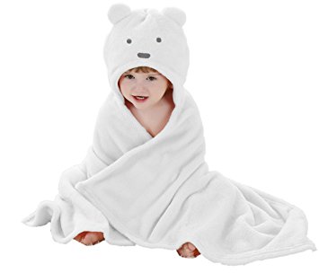 FeelMeStyle Baby Hooded Blanket Animal Fleece Bathrobe for Unisex Baby