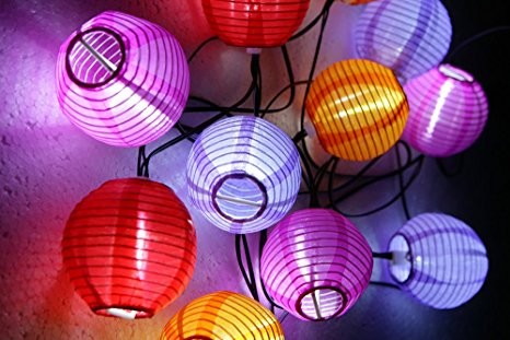 Grand Patio 14 FT Solar Powered Lantern String Lights, Weather-Resistant Outdoor String Lights, 10 PCS Multi Color Fairy Lights for Patio and Party