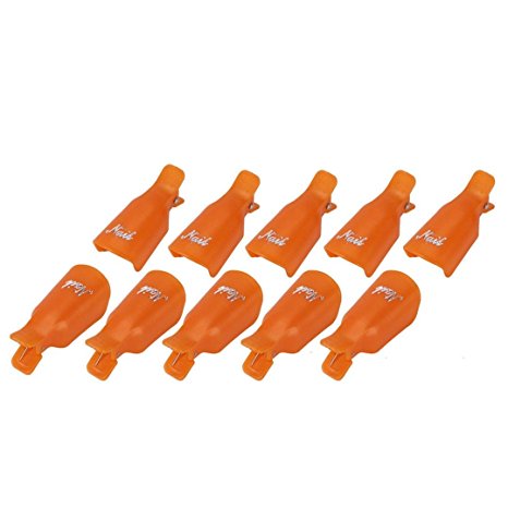 10PC Plastic Acrylic Nail Art Soak Off Cap Clip UV Gel Polish Remover Wrap Tool (Orange)