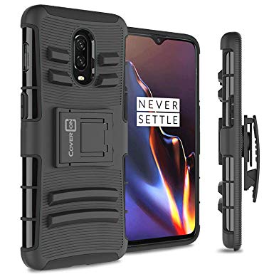 CoverON Kickstand Belt Clip Explorer Series for OnePlus 6T Holster Case, Black