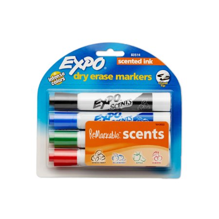 Expo Scented Dry Erase Markers, Chisel Tip, 4-Piece, Assorted Colors