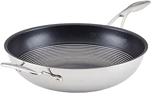 Circulon C-Series - Clad Stainless Steel Stir Fry Pan with Hybrid SteelShield and Nonstick Technology (32cm/12.6in)