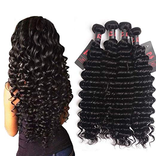 10A Brazilian Human Hair Deep Wave 4 Bundles 20 22 24 26inch 100 Unprocessed Virgin Brazilian Deep Curly Hair Weave Human Bundles RESACA Brazilian Deep Wave Bundles Natural Color